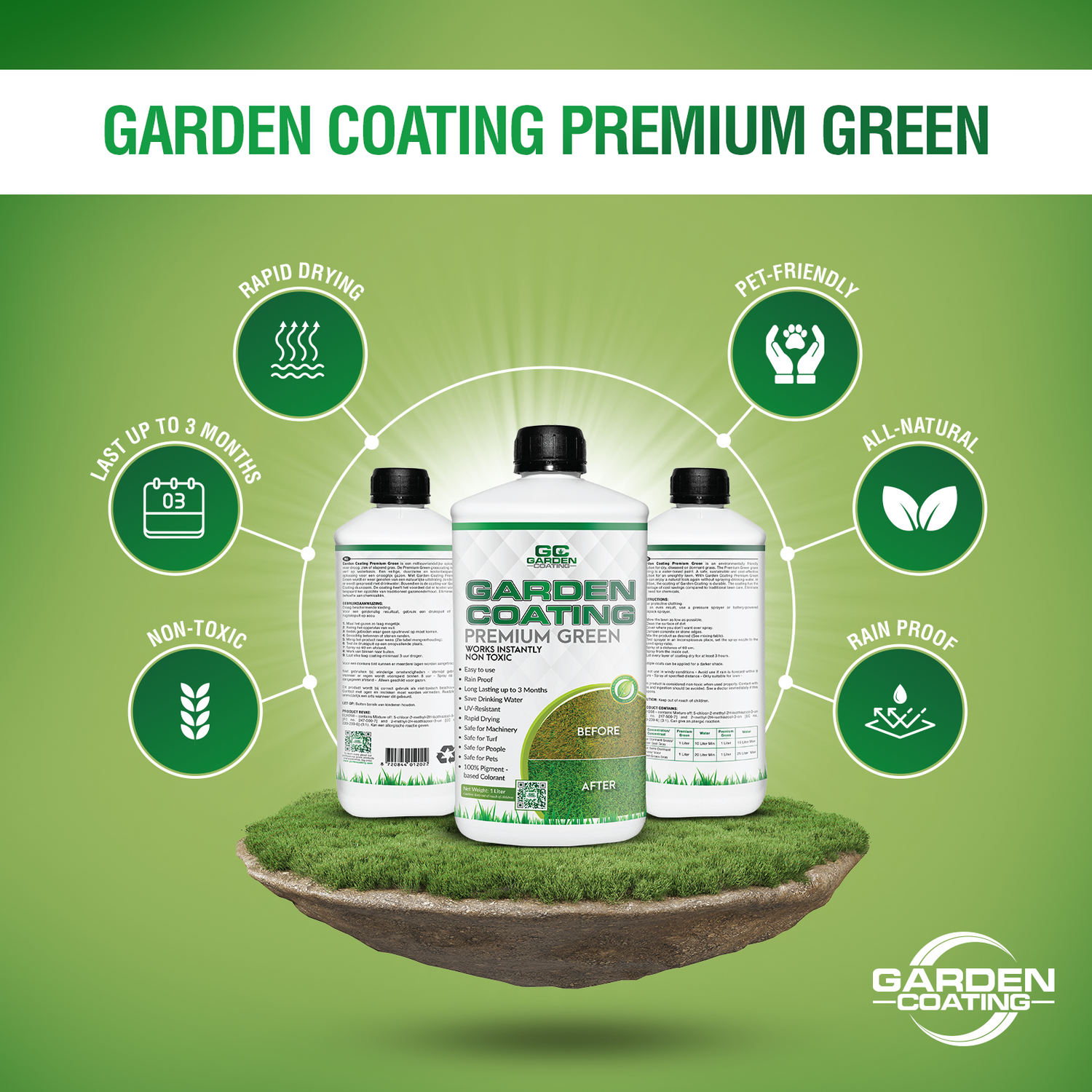 Garden Coating peinture concentrée pour gazon vert de qualité supérieure 1 litre