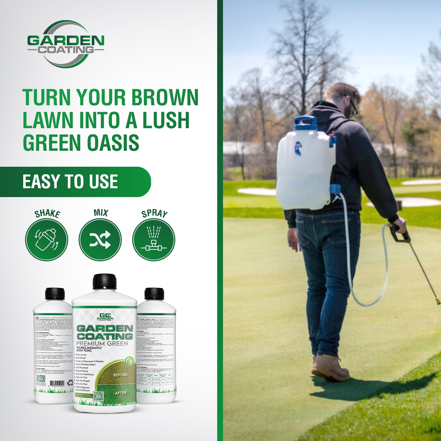 Garden Coating peinture concentrée pour gazon vert de qualité supérieure 1 litre