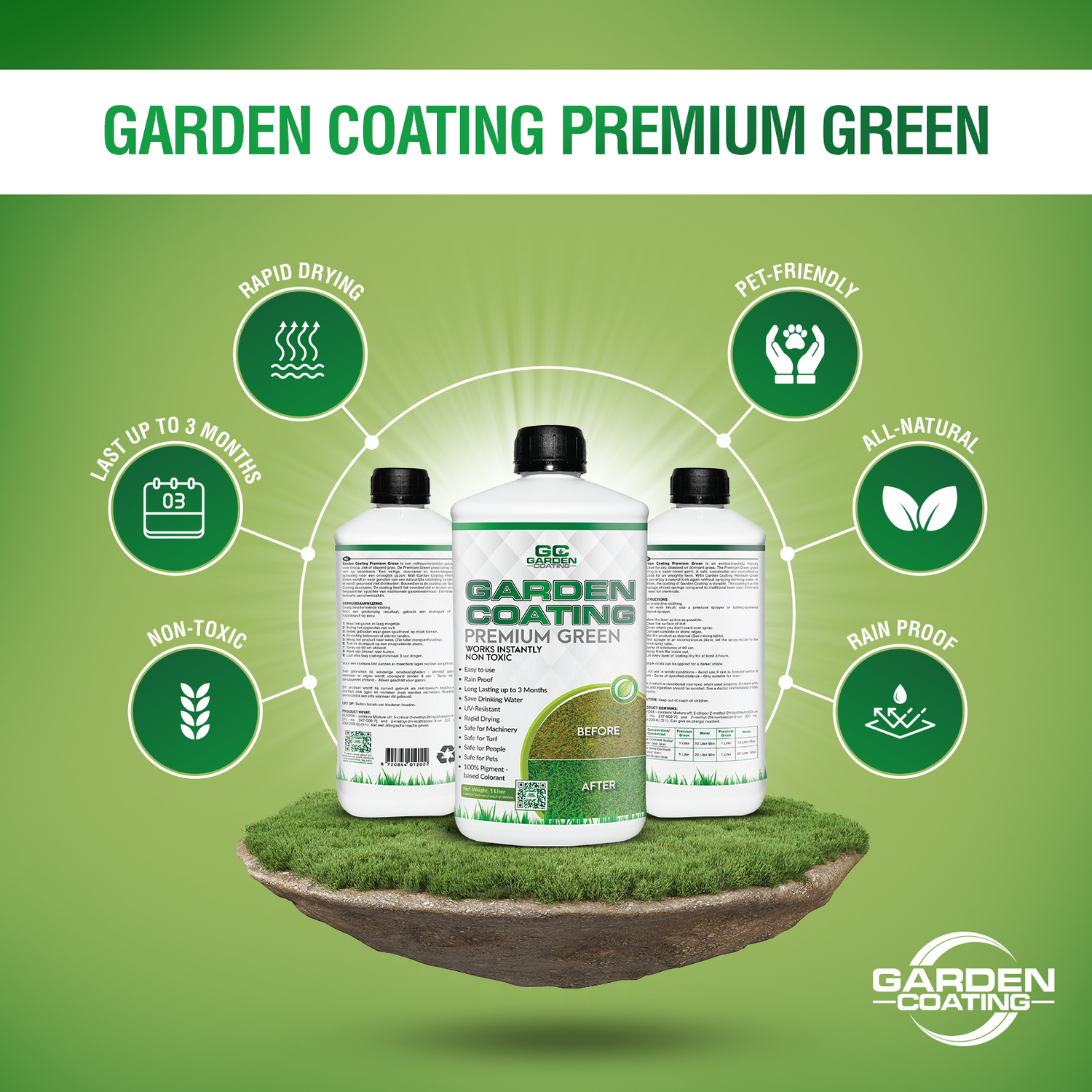 Garden Coating premium green grasverf concentraat voor gazon 1 liter